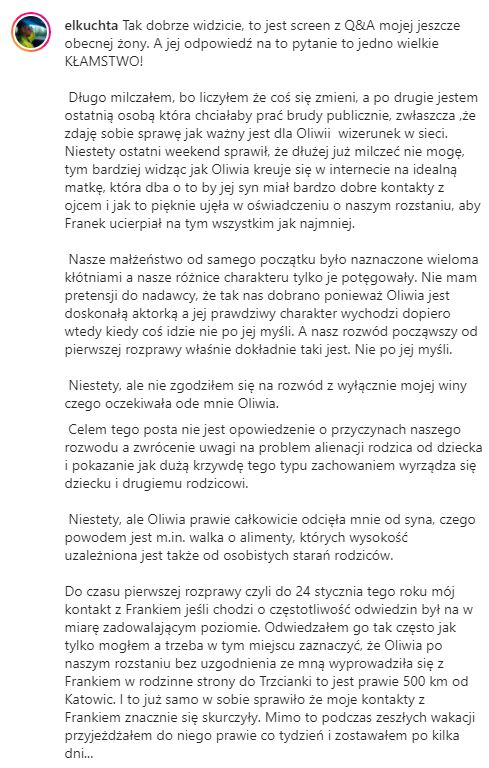 Posty Łukasza na temat relacji z Oliwią 