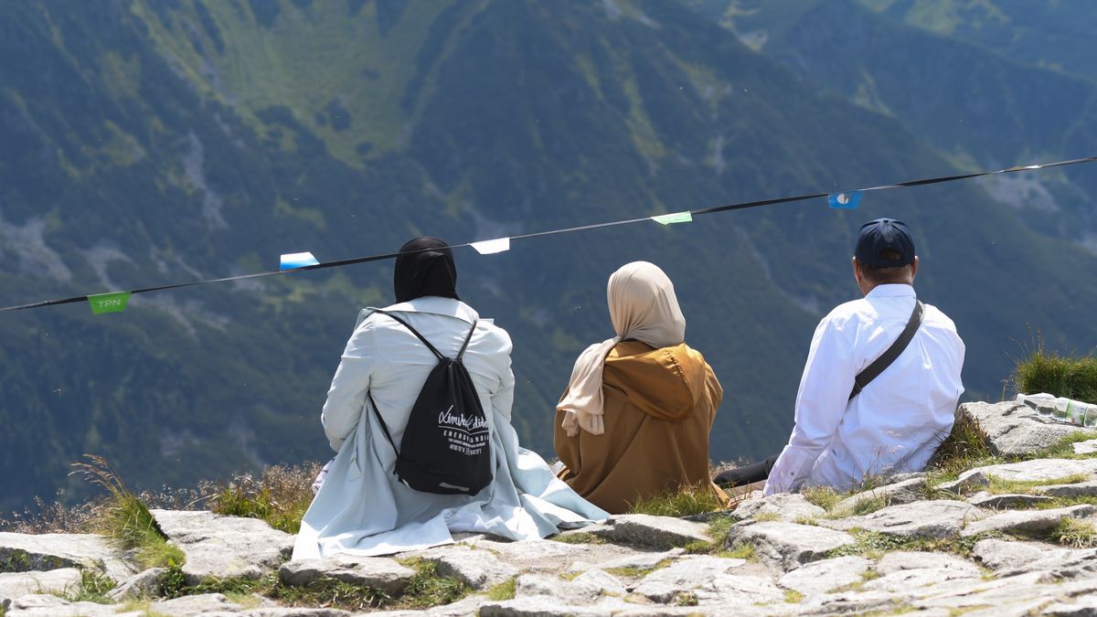 Tourists enjoying a view on the Tatra mountains from the top of Kasprowy Wierch pic.Thanks to the sunny weather at the end of summer holidays, the Tatra trails are under siege with hikers and tourists.On Monday, August 19, 2019, in Zakopane, Lesser Poland Voivodeship, Poland. (Photo by Artur Widak/NurPhoto via Getty Images)