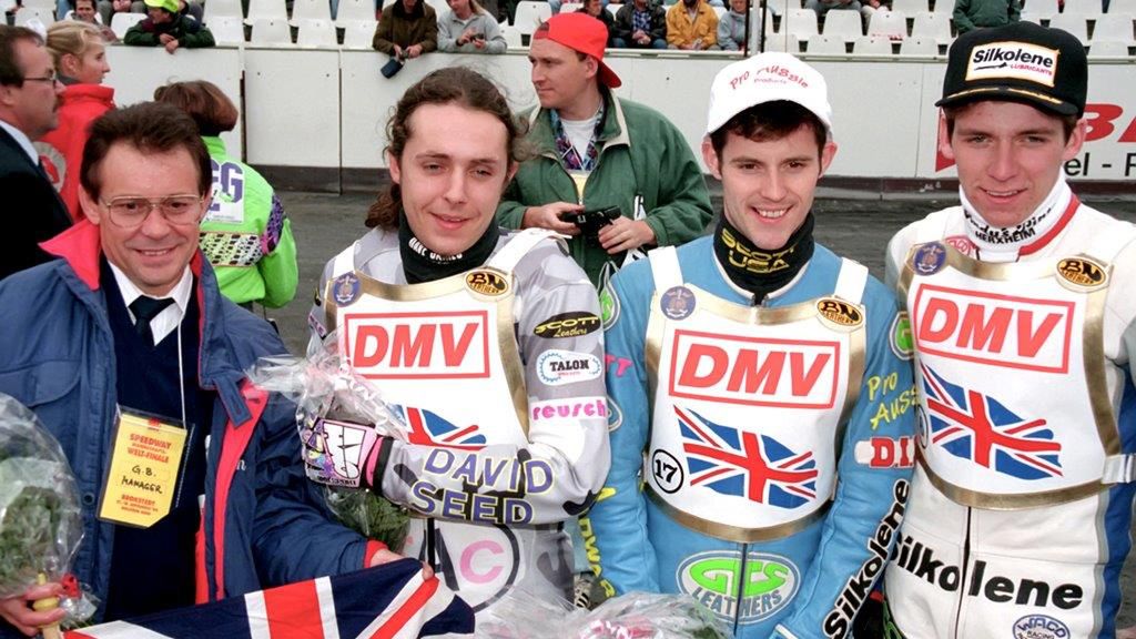 John Louis (pierwszy z lewej) z GHavelockiem, CLouisem i MLoramem podczas finału DMŚ 1994 w Brokstedt