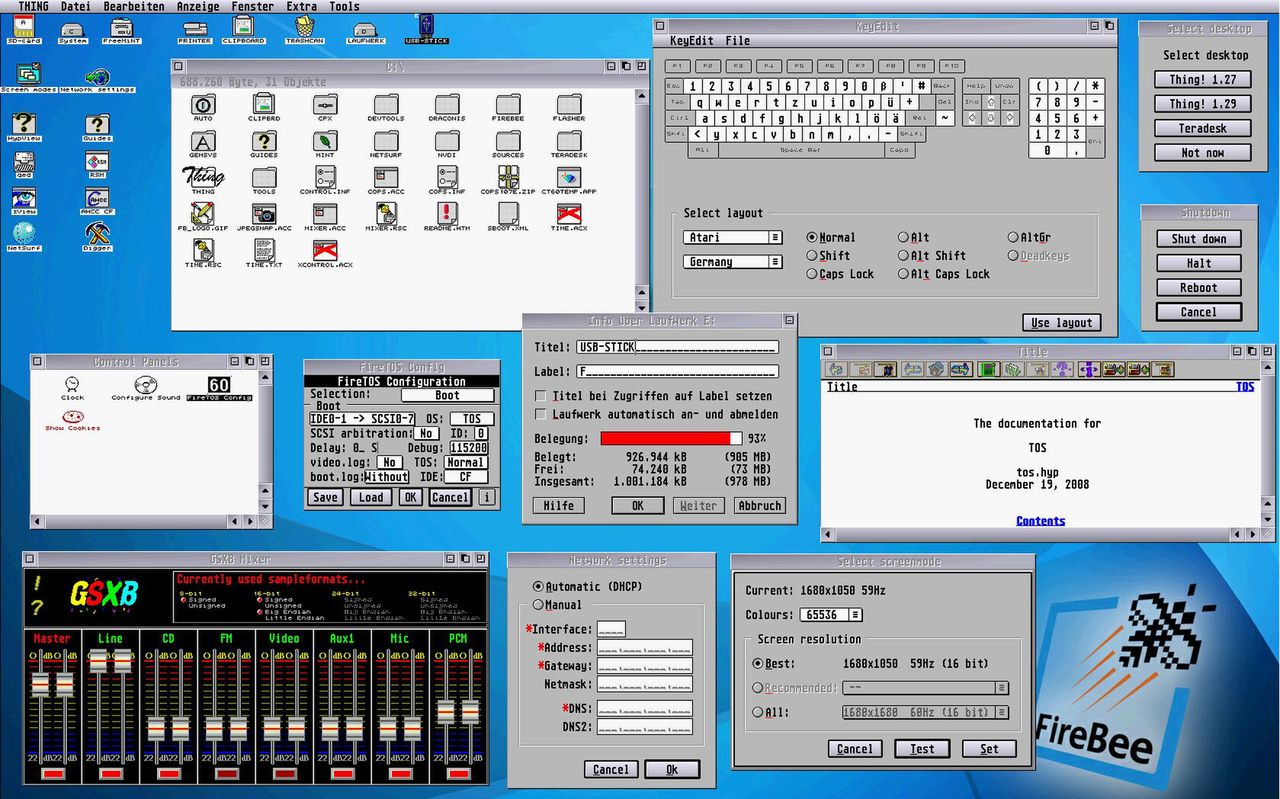 Pulpit systemu FreeMiNT (źródło: firebee.org)