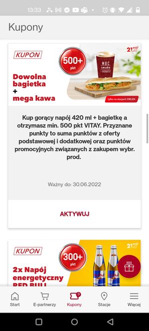 Vitay: kupony do aktywacji