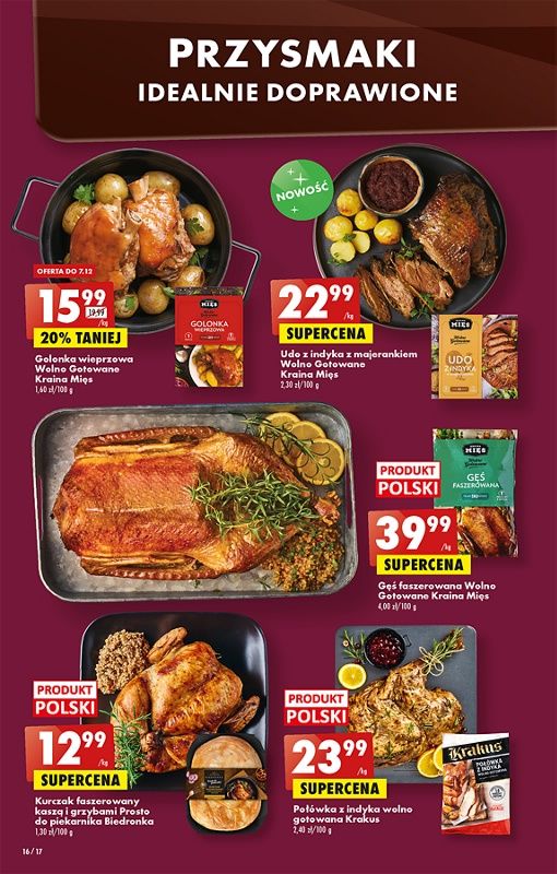 Oferta Biedronka od 5.12: golonka wieprzowa, gęś faszerowana, kurczak faszerowany, udo z indyka