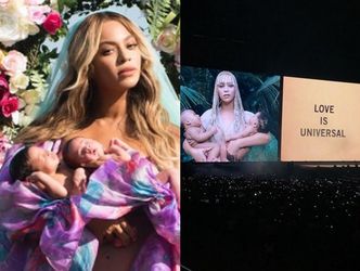 Beyonce na koncercie pokazała zdjęcia WYNAJĘTYCH bliźniaków...