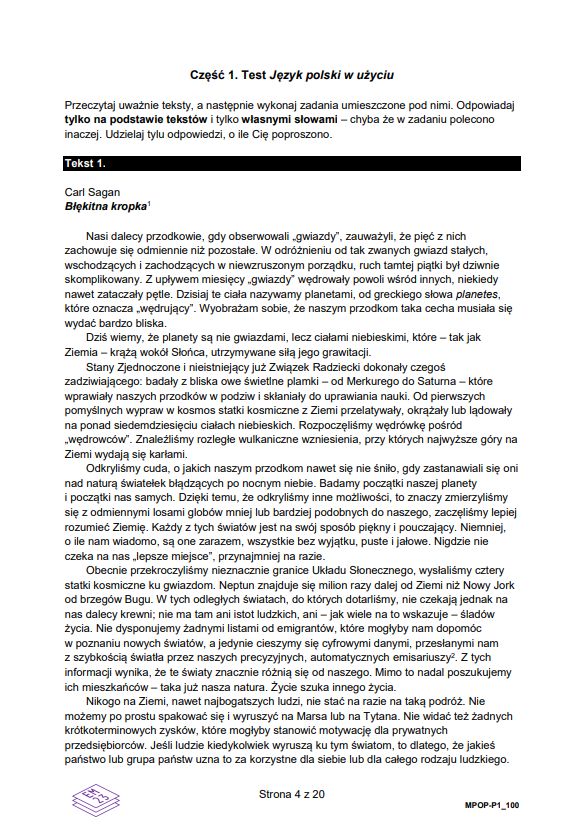 Matura 2025 z języka polskiego - arkusz CKE, poziom podstawowy