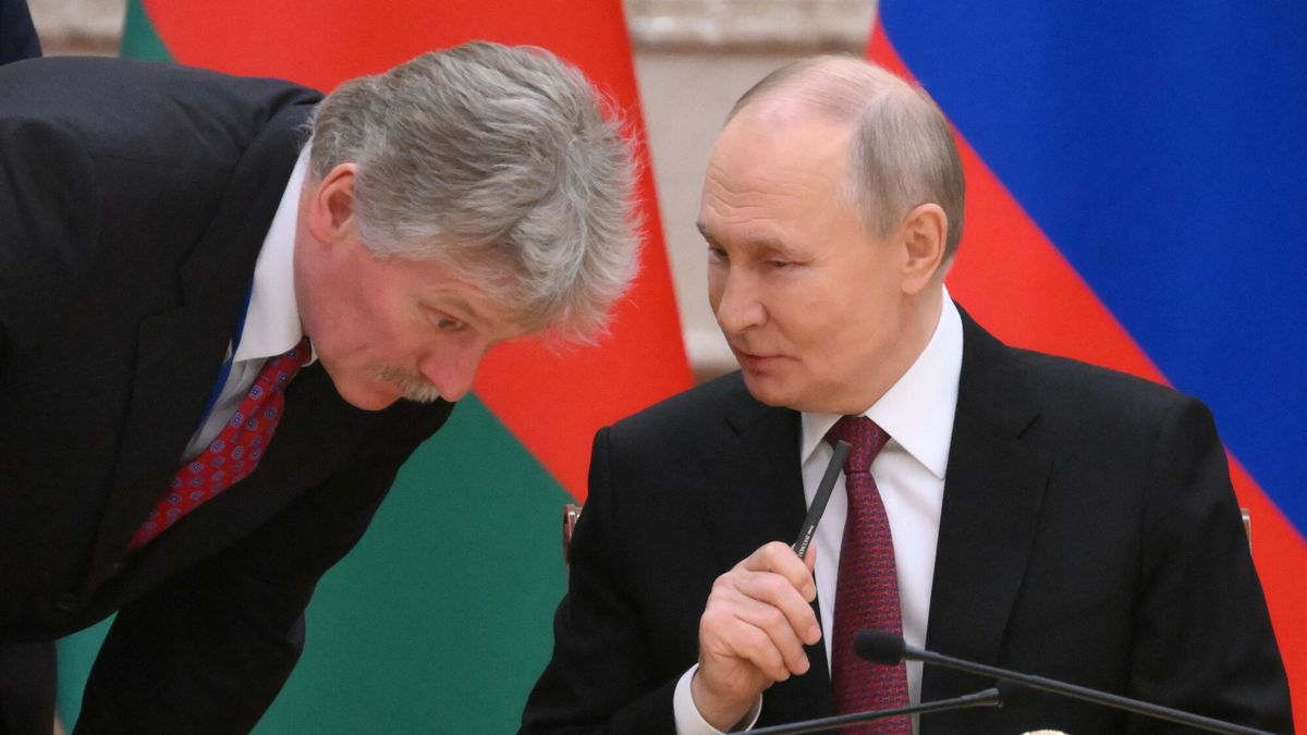 Temporary
In this pool photograph distributed by the Russian state agency Sputnik, Russia's President Vladimir Putin talks to Kremlin spokesman Dmitry Peskov during a signing ceremony with Belarus' President during a meeting of the Supreme State Council of the Union State of Russia and Belarus, at the presidential palace in Minsk on December 6, 2024.  (Photo by Grigory SYSOYEV / POOL / AFP)
GRIGORY SYSOYEV