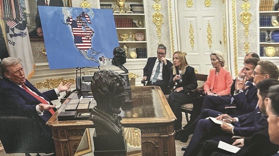 Kontrowersyjne zdjęcie z mapą, na której USA 