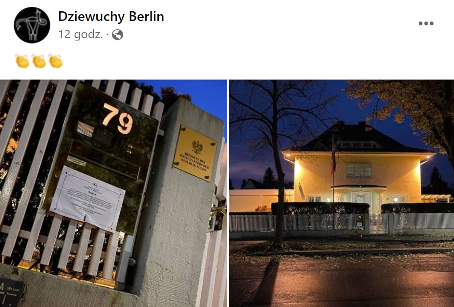 Klepsydra na ogrodzeniu rezydencji ambasadora Polski