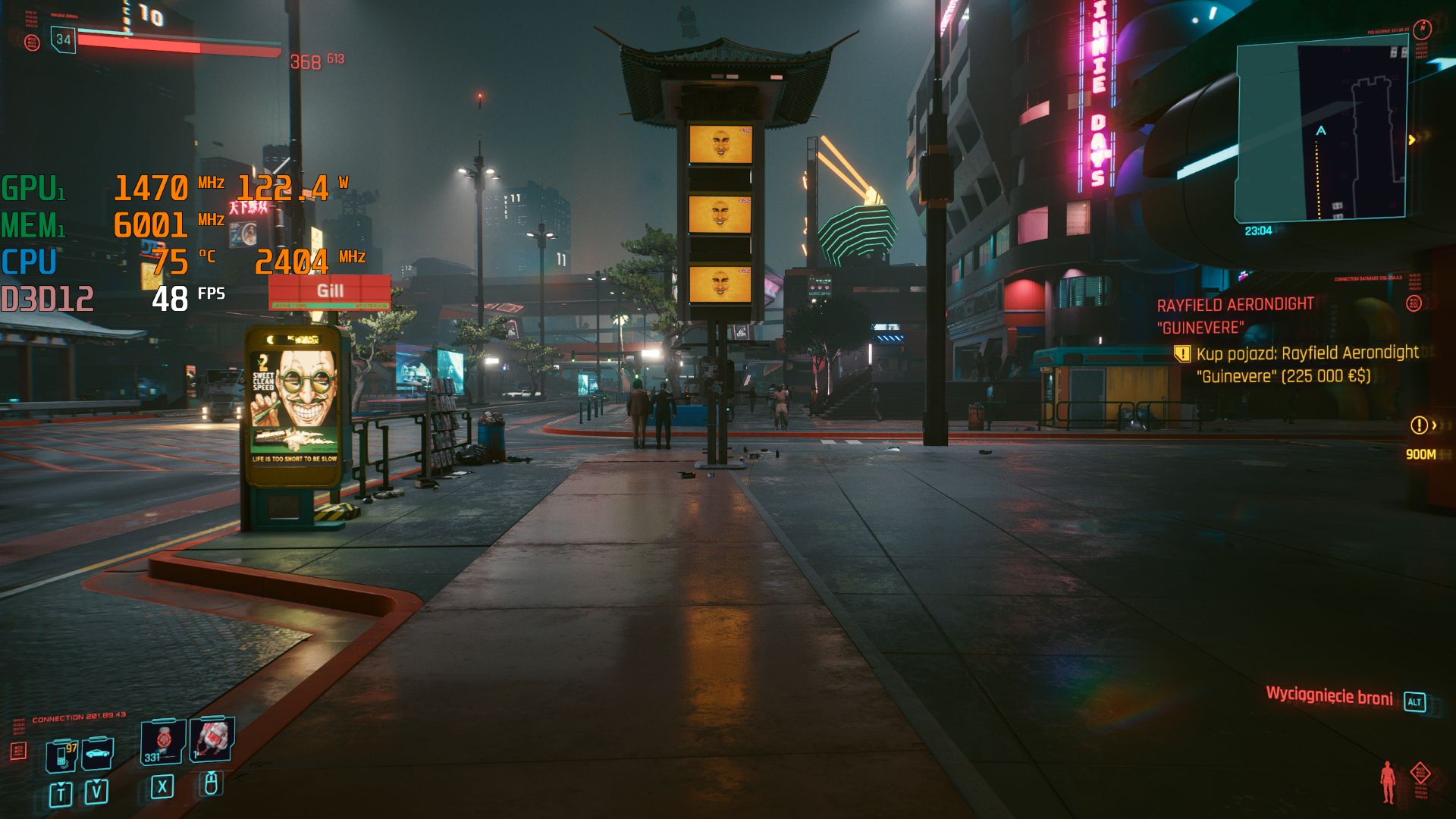 Cyberpunk 2077 blisko 50 kl/s
