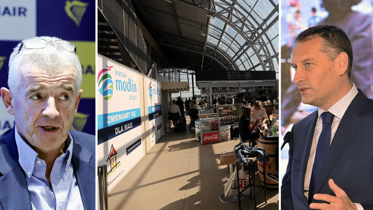 Michael O'Leary, szef Ryanaira, i Stanisław Wojtera, prezes PPL, oferują pomoc finansową dla Modlina