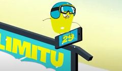 Slalom górski na smartfonie reklamuje pakiet internetowy w nju mobile