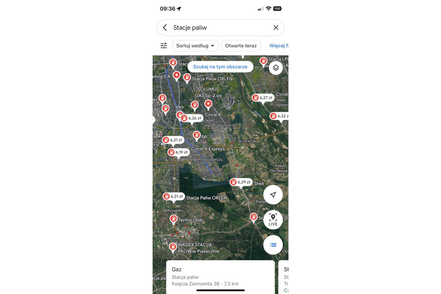 Google pozwala porównać ceny paliw na różnych stacjach