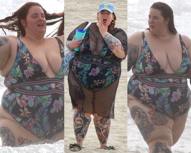 Niezwykle dorodna Tess Holliday wyłania się z piany na plaży w Malibu (ZDJĘCIA)