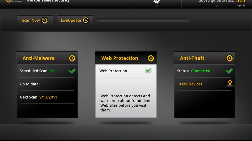 Norton Tablet Security chroni przed skutkami zgubienia lub kradzieży tabletu 1