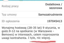 Jest praca na Bemowie. "Hostessa do rozpraszania uwagi kontrahenta"