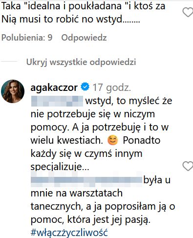 Agnieszka Kaczorowska odpowiada uszczypliwej internautce 