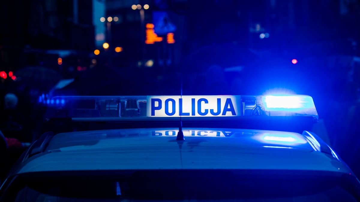 Policja radiowóz kogut policyjny noc interwencja na sygnale