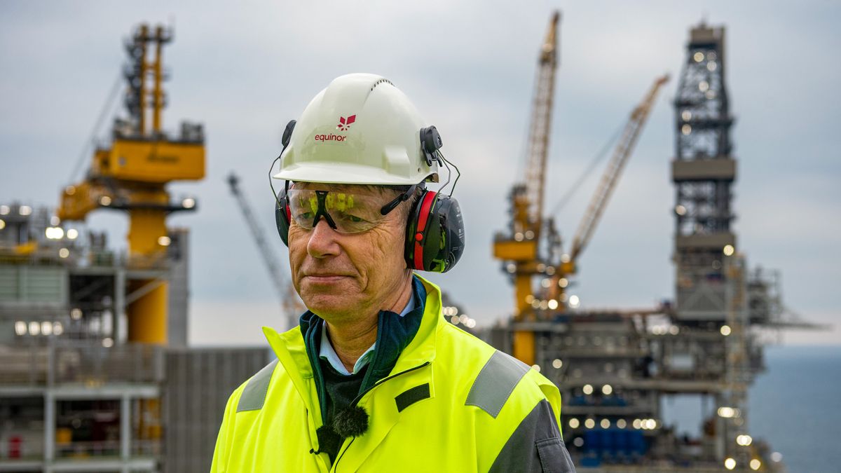 Terje Aasland, Norway's oil and energy minister, on the Equinor ASA offshore oil drilling platform on Johan Sverdrup oil field in the North Sea, Norway, on Monday, Feb. 13, 2023. Equinor, Norways biggest oil and gas producer, said the second phase of its giant Johan Sverdrup field in the North Sea is now on stream. Photographer: Carina Johansen/Bloomberg via Getty Images