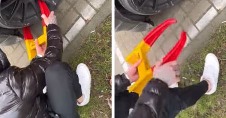 Kilka sekund wystarczyło. Tak rozprawił się z blokadą na kołach