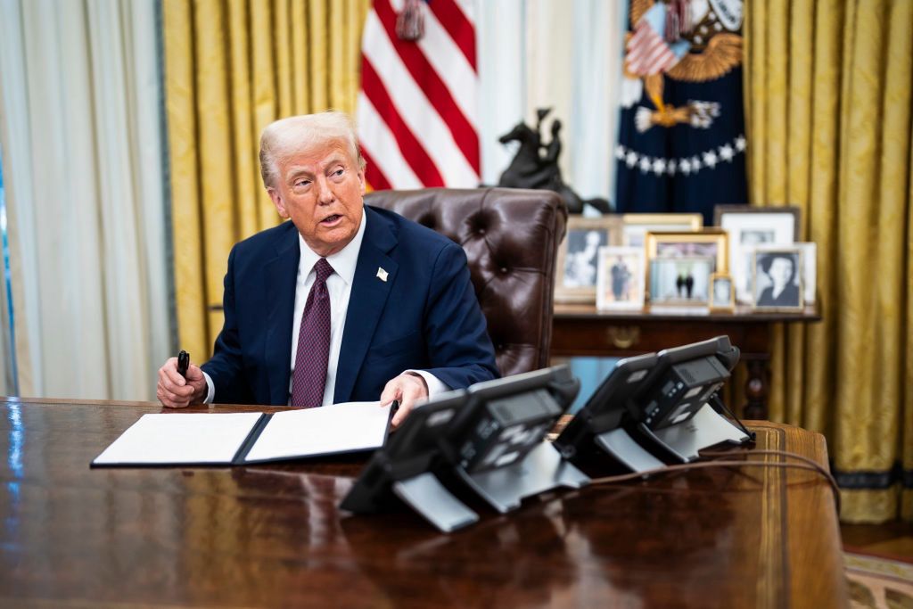 Trump White House
Washington, DC - January 23 : President Donald J Trump speaks with reporters and signs executive orders in the Oval Office at the White House on Thursday, Jan 23, 2025 in Washington, DC. (Photo by Jabin Botsford/The Washington Post via Getty Images)
The Washington Post