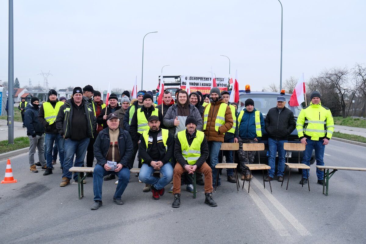 Protest rolników w Lublinie na ul. Abramowickiej