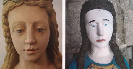 Nie o taką renowację figurki Matki Bożej mu chodziło. Właściciel osłupiał