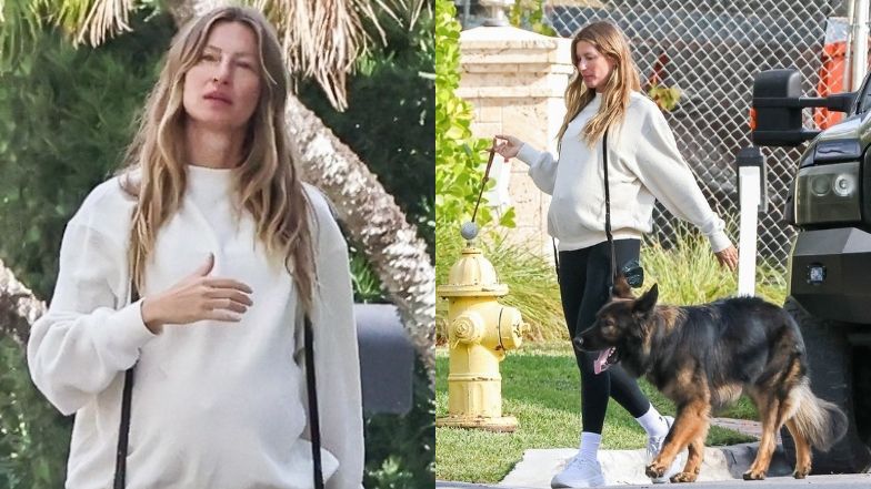 Gisele Bundchen eksponuje ciążowy brzuch podczas spaceru z psem