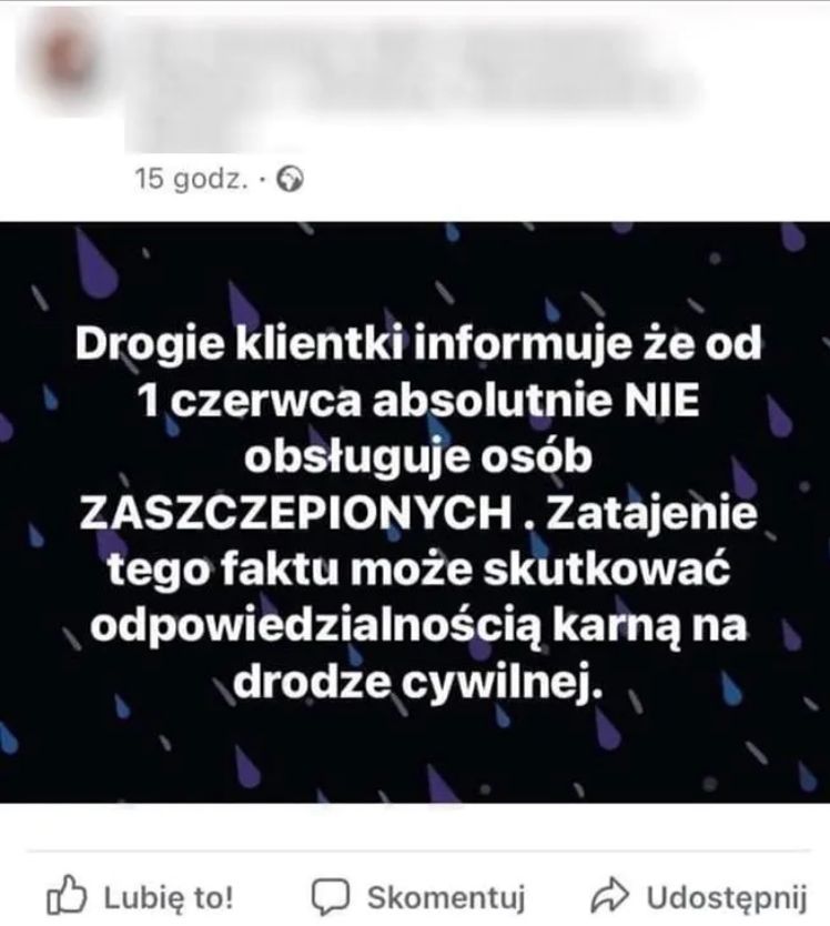 Salon beauty nie obsłuży zaszczepionych klientów