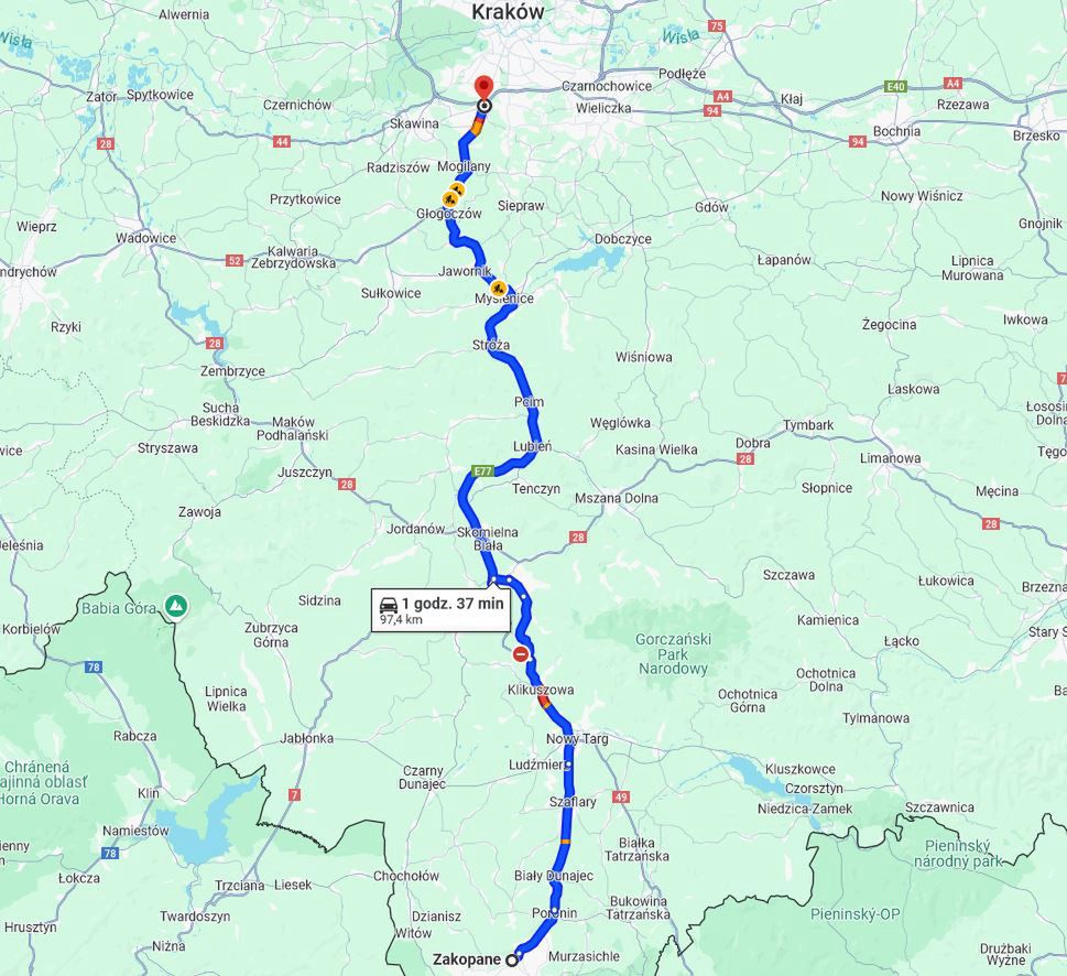 Sytuacja na Zakopiance w niedzielę (1 września)