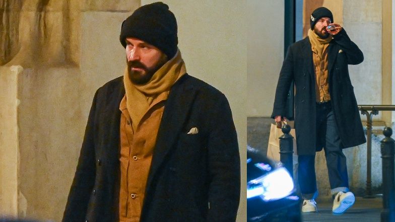 Samotny Piotr Stramowski załatwia sprawunki późnym wieczorem