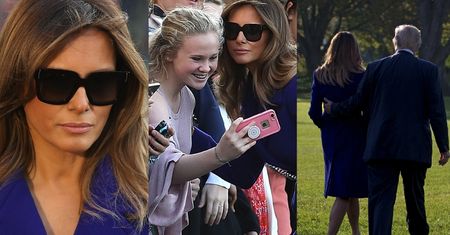 Elegancka Melania w płaszczu za 10 TYSIĘCY pozuje do selfie przed wylotem do Azji