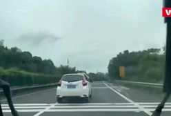 Ogromny pyton na samochodzie na autostradzie w Chinach