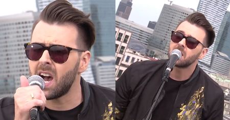 Wystylizowany Hyży śpiewa na dachu "Dzień Dobry TVN"
