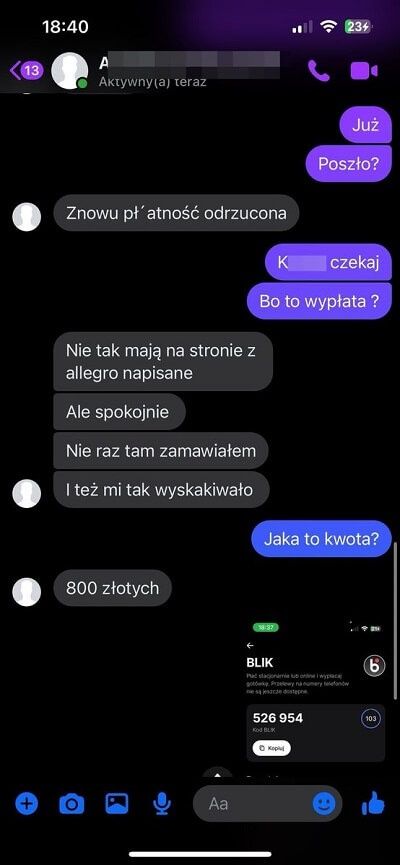 Oszuści kradli pieniądze na BLIK