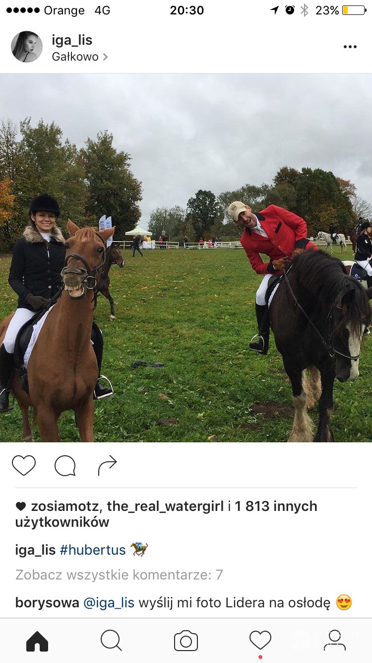 Kinga Rusin i Piotr Kraśko podczas polowania "Hubertus" 2016 w stadninie Karoliny Ferenstein-Kraśko
