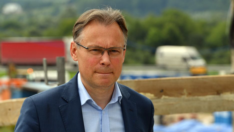 KUROW, POLAND - 2021/07/29: Member of parliament  Arkadiusz Mularczyk visits the construction site of a new bridge in Kurow on DK 75 near Nowy Sacz in Lesser Poland. (Photo by Alex Bona/SOPA Images/LightRocket via Getty Images)