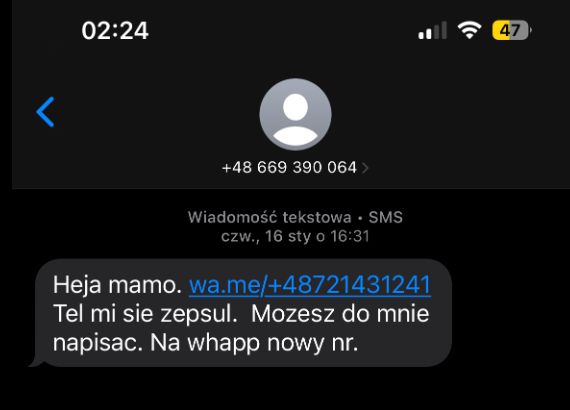 Fałszywy SMS "od dziecka"