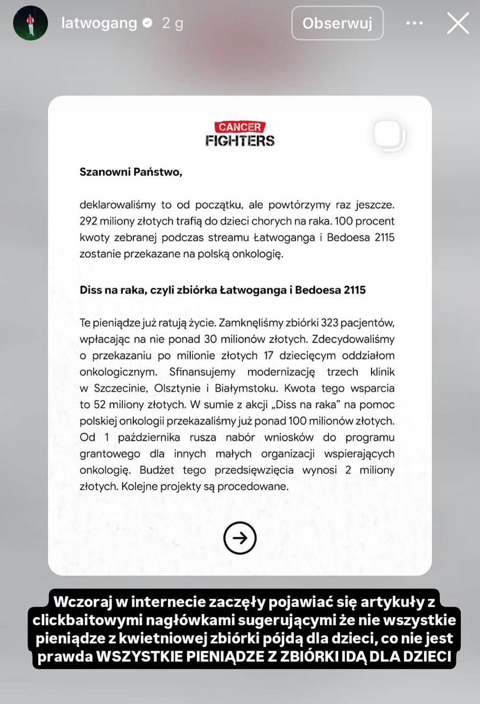 Łatwogang zabrał głos