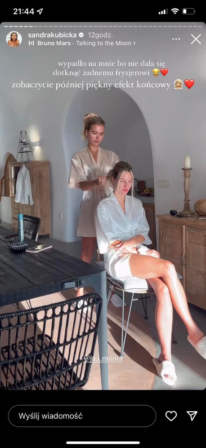 Screen z InstaStories Sandry Kubickiej