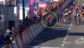 Co to miało być?! Wygrał finiszem na jednej nodze [WIDEO]