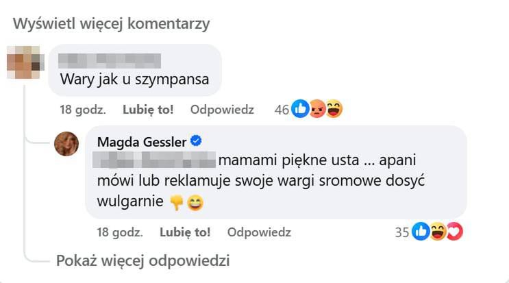 Magda Gessler odpisała autorce komentarza