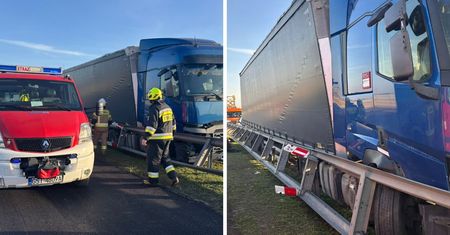 Wypadek na A1. Kierowca ciężarówki zasłabł za kierownicą