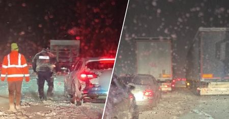 Blokada na trasie. Ciężarówki utknęły w zaspach