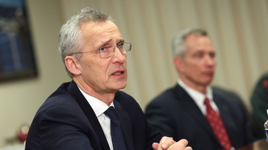 WASHINGTON, DC - FEBRUARY 08: NATO Secretary General Jens Stoltenberg speaks during a meeting with U.S. Secretary of Defense Lloyd Austin at the Pentagon on February 08, 2023 in Washington, DC. Austin and Stoltenberg met to discuss a range of issues including the Russian invasion of Ukraine, support for Turkey following its deadly earthquake and defense cooperation in the Indo-Pacific.  (Photo by Kevin Dietsch/Getty Images)