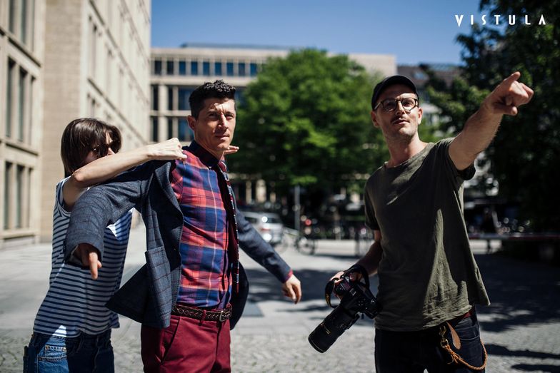 Robert Lewandowski podczas sesji reklamowej dla Vistuli.