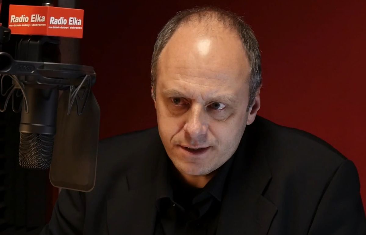 Rafał Kotomski jako gość radia Elka Leszno (kadr)