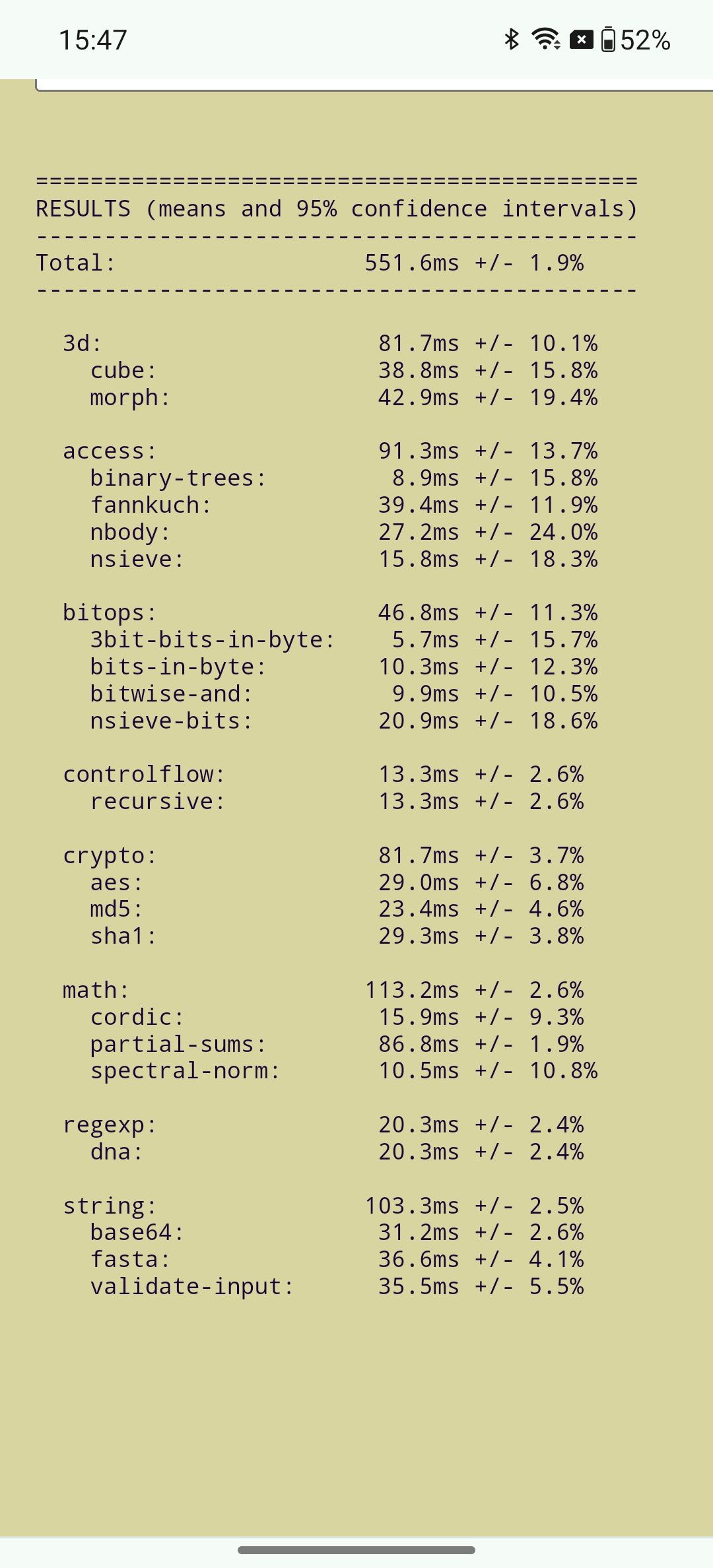 OnePlus 12, benchmark Sunspider