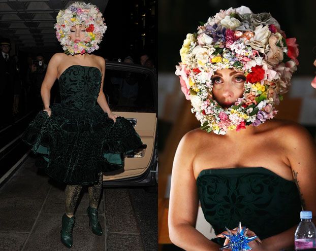 Gaga w... kasku z kwiatów (ZDJĘCIA)