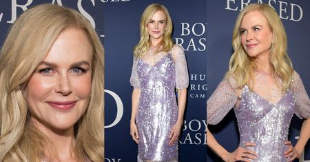 Promienna Nicole Kidman błyszczy w lawendowych cekinach