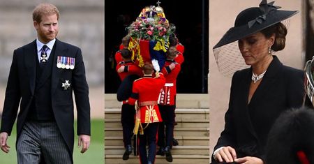 Trumna z ciałem królowej Elżbiety II spoczęła w kaplicy św. Jerzego. Księżna Kate z dziećmi, Harry i pozostali royalsi przybyli do Windsoru (ZDJĘCIA)