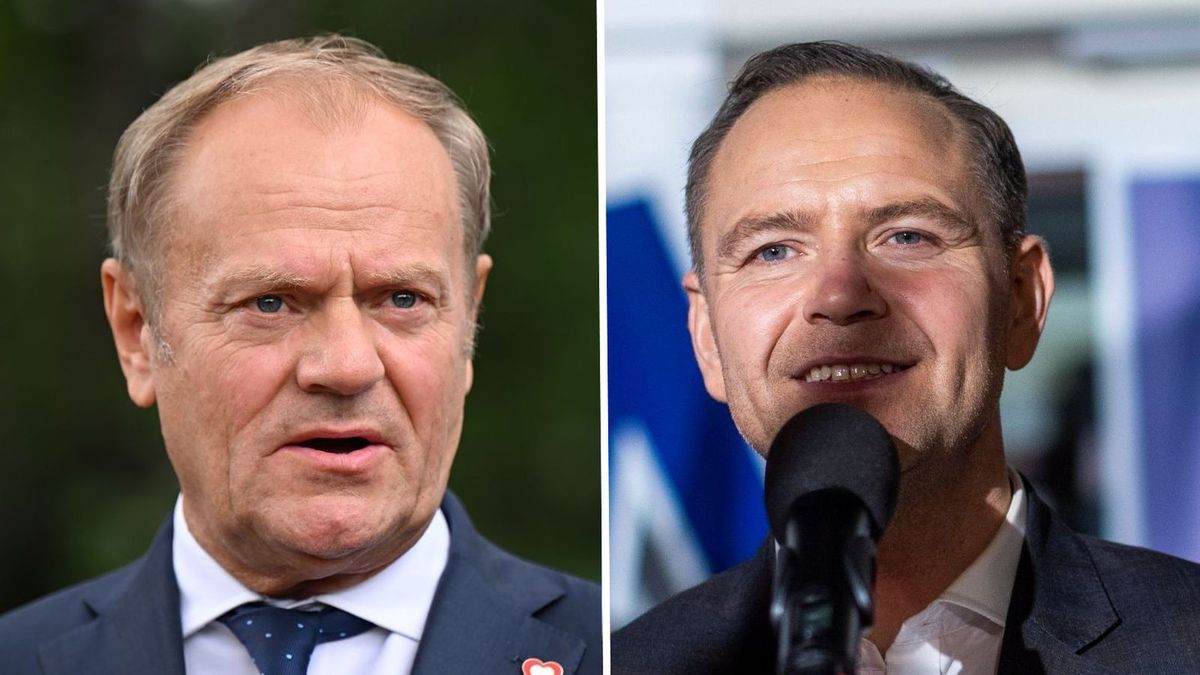 Getty Images / Andrzej Iwanczuk/NurPhoto via Getty Images/ Leon Neal - Pool /Getty Images) / Na zdjęciu od lewej: Donald Tusk i Karol Nawrocki